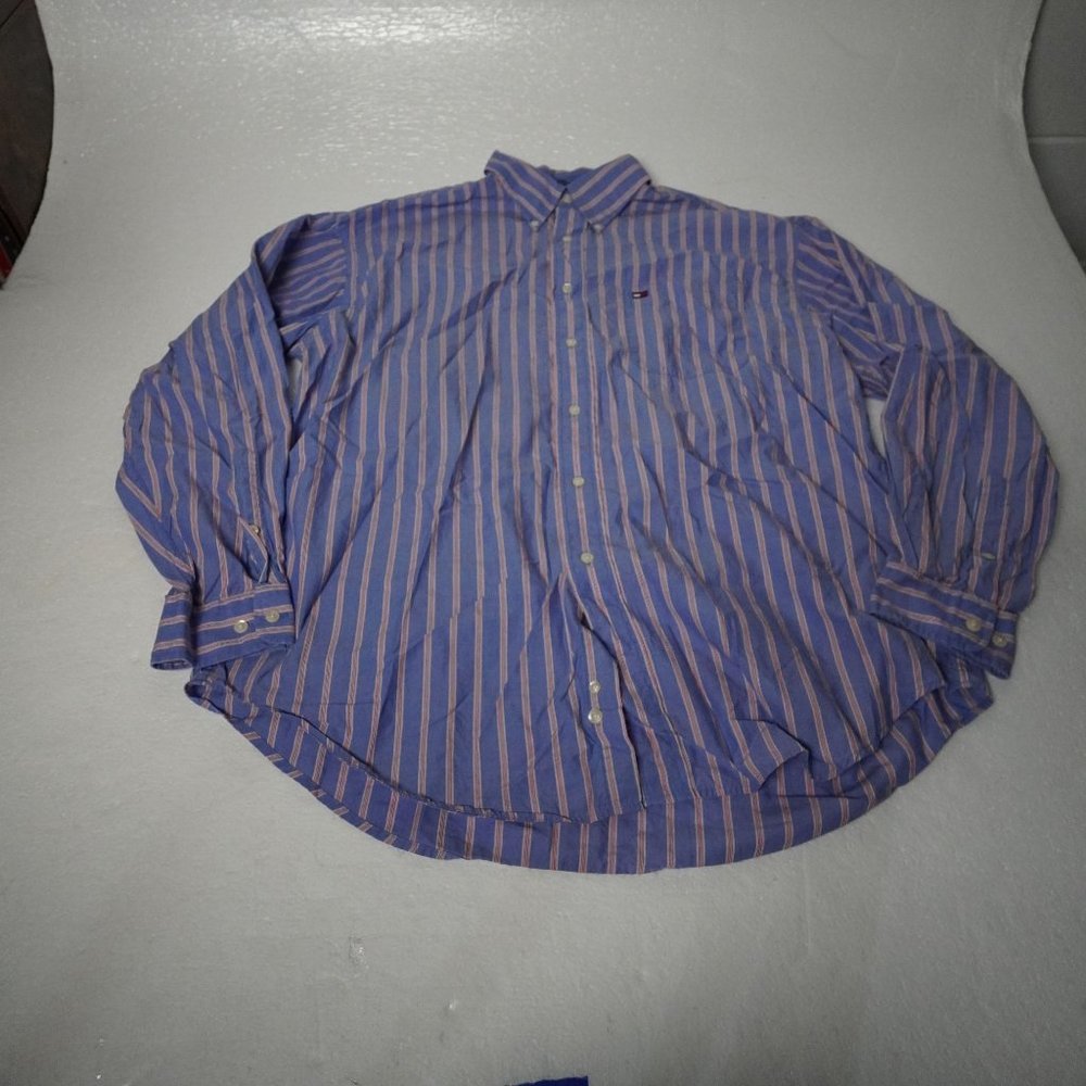 Vintage Tommy Hilfiger Striped Shirt Size Large Blue